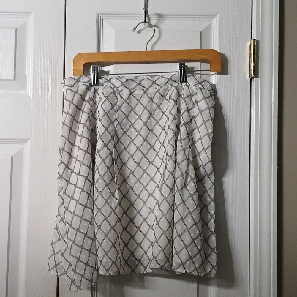 Banana Republic Factory  Skirt Mini  White Blue Pattern Lined Sz 8 NWOT